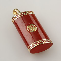 Gold-Elliptic-Cylinder-greek-key-good-luck-red-Jade-pendant
