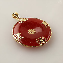 Round-Disc-gold-Butterfly-Good-Luck--red-jade-pendant