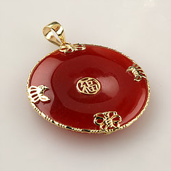 Round-Disc-gold-greek-key-Good-Luck--red-jade-pendant