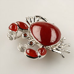 silver-ruby-Crab-red-jade-pendant