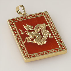 rectangular-good-luck-Gold-Dragon-red-Jade-pendant