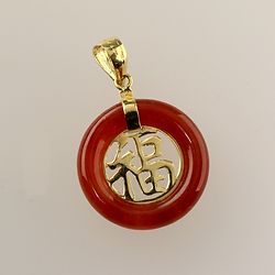 large-gold-Circle-Good-Luck-red-jade-pendant